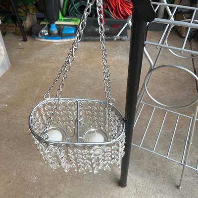 Sale Photo Thumbnail #291: 2 tier metal shelf and hanging candle holder