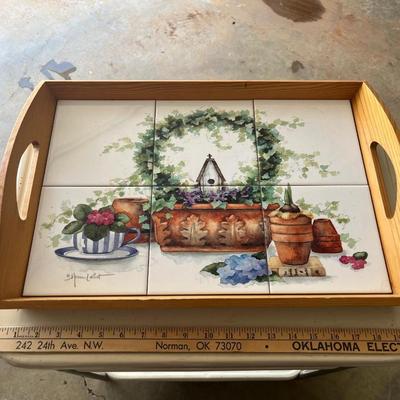 Sale Photo Thumbnail #301: Painted tile on wood, large and pretty