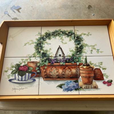 Sale Photo Thumbnail #300: Painted tile on wood, large and pretty