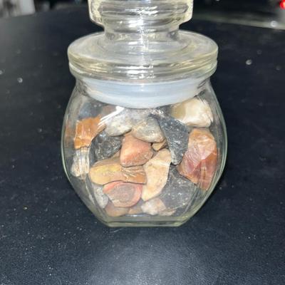 Sale Photo Thumbnail #345: Small glass jar full of cool rocks