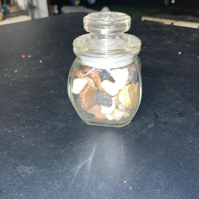 Sale Photo Thumbnail #346: Small glass jar full of cool rocks