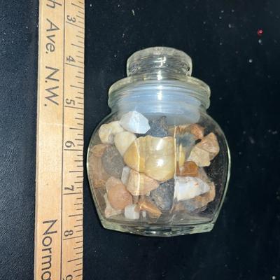 Sale Photo Thumbnail #347: Small glass jar full of cool rocks