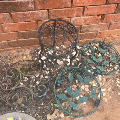 Sale Photo Thumbnail #365: 2 iron plant stands and 2 metal plant dollies