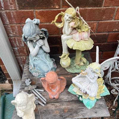 Sale Photo Thumbnail #386: Several garden fairy and angel statues - see pics for details