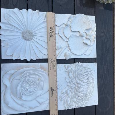 Sale Photo Thumbnail #393: Set of 4 wall flower plaques could be pretty garden décor too
