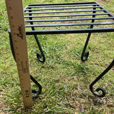 Sale Photo Thumbnail #399: Wrought iron small table and metal fish décor - see pics for measurements