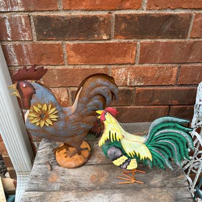 Sale Photo Thumbnail #410: 2 metal roosters