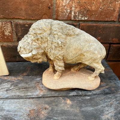 Sale Photo Thumbnail #414: Small concrete buffalo statue - see pics for details