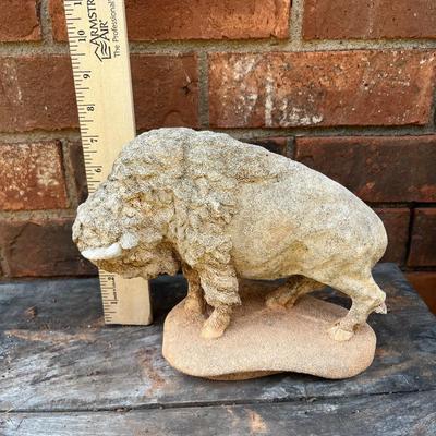 Sale Photo Thumbnail #415: Small concrete buffalo statue - see pics for details