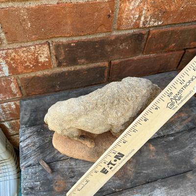 Sale Photo Thumbnail #416: Small concrete buffalo statue - see pics for details