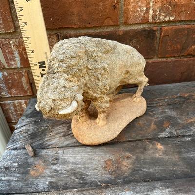 Sale Photo Thumbnail #417: Small concrete buffalo statue - see pics for details