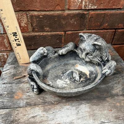 Sale Photo Thumbnail #425: Small concrete cat-shaped bird bath - see pics for details
