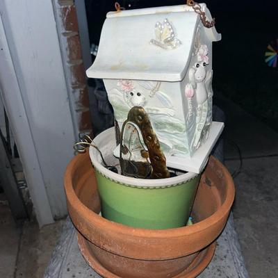 Sale Photo Thumbnail #454: Clay pot, ceramic pot, solar lights and birdhouse