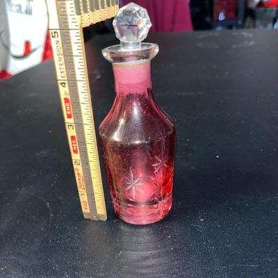 Sale Photo Thumbnail #473: Pink Fenton glass bowl and pink vintage perfume bottle