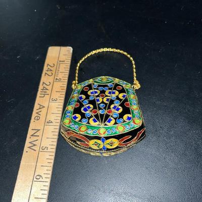 Sale Photo Thumbnail #510: Vintage Cloisonne Purse Christmas ornament