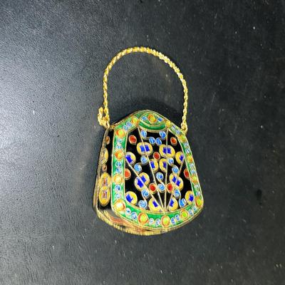 Sale Photo Thumbnail #509: Vintage Cloisonne Purse Christmas ornament