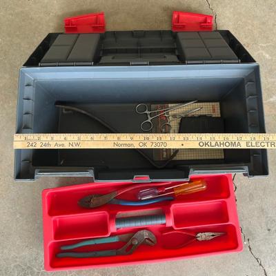Sale Photo Thumbnail #527: 19" plastic tool box with tray and some tools
