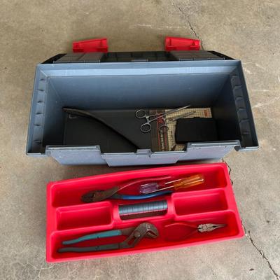 Sale Photo Thumbnail #526: 19" plastic tool box with tray and some tools