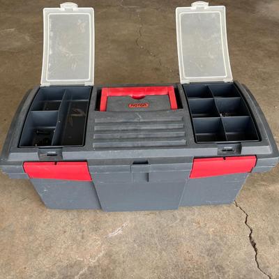 Sale Photo Thumbnail #528: 19" plastic tool box with tray and some tools