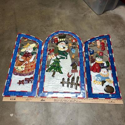 Sale Photo Thumbnail #559: Very detailed and cute snowman metal fireplace screen - see pics for details