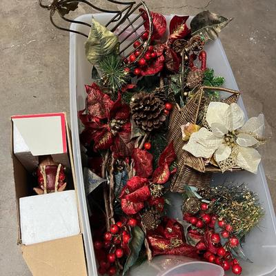 Sale Photo Thumbnail #561: Reindeer music box, poinsettia garland, bell shelf and more