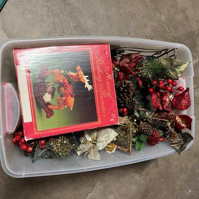 Sale Photo Thumbnail #560: Reindeer music box, poinsettia garland, bell shelf and more