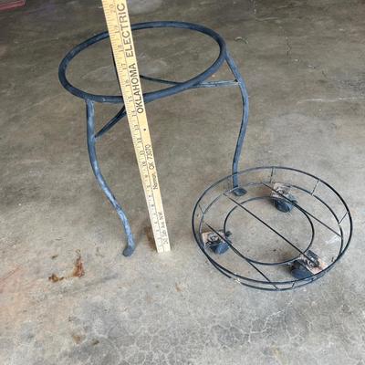 Sale Photo Thumbnail #665: Iron plant stand and metal plant dolly