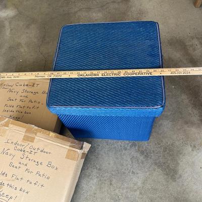 Sale Photo Thumbnail #671: 2 Indoor/outdoor blue storage ottomans or seats - see pics for size