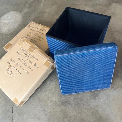 Sale Photo Thumbnail #673: 2 Indoor/outdoor blue storage ottomans or seats - see pics for size