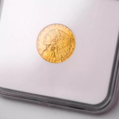 1929 $2.5 Dollar Gold Indian Head Liberty Quarter Eagle Coin NGC MS-64