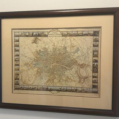 Sale Photo Thumbnail #352: Framed Decorative Map of London