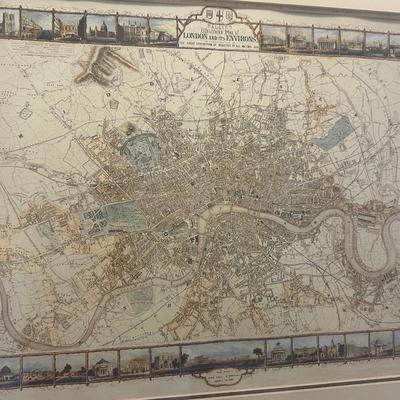 Sale Photo Thumbnail #354: Framed Decorative Map of London