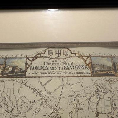 Sale Photo Thumbnail #353: Framed Decorative Map of London