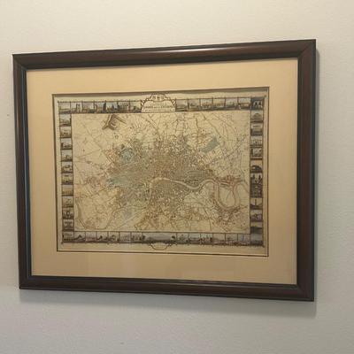 Sale Photo Thumbnail #351: Framed Decorative Map of London