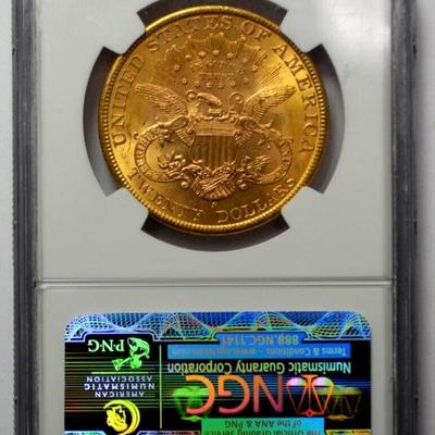 1898 S $20 NGC MS62 LIBERTY HEAD GOLD DOUBLE EAGLE GRADED COIN BULLION !
