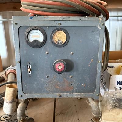 Sale Photo Thumbnail #15: Heavy-duty voltage/amperage test unit on casters. Industrial/retro appeal for collectors or garage display. Untested.