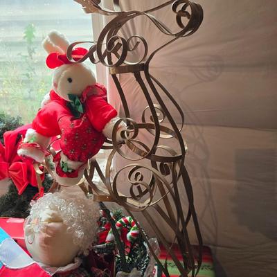 Whimsical Holiday Décor Lot – Snow flocked 4' Tree, Santa & Mrs. Dolls, Stockings & MUCH More!