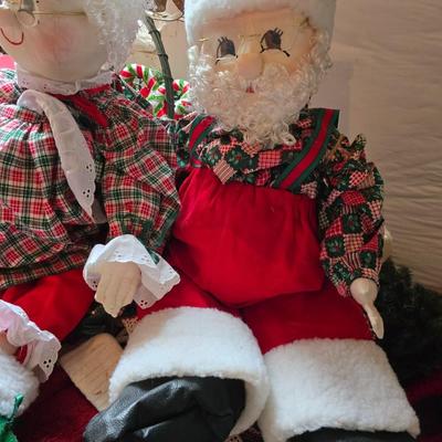 Whimsical Holiday Décor Lot – Snow flocked 4' Tree, Santa & Mrs. Dolls, Stockings & MUCH More!