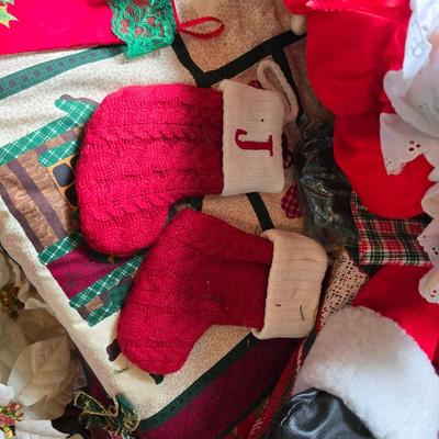 Whimsical Holiday Décor Lot – Snow flocked 4' Tree, Santa & Mrs. Dolls, Stockings & MUCH More!