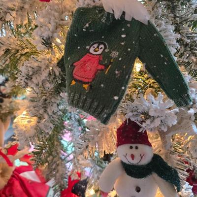 Whimsical Holiday Décor Lot – Snow flocked 4' Tree, Santa & Mrs. Dolls, Stockings & MUCH More!