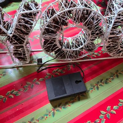 Holiday Cheer Décor Lot – Small Tree adorned with bows and more, Faux Poinsettias, Santa & More! Light up JOY