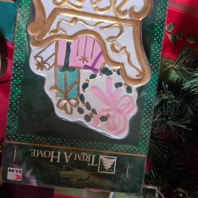 Holiday Cheer Décor Lot – Small Tree adorned with bows and more, Faux Poinsettias, Santa & More! Light up JOY