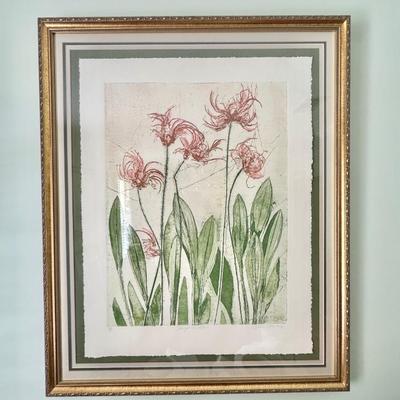 Sale Photo Thumbnail #28: “Surprise Lillies” artist proof print by Cynthia December. Signed. Dimensions with frame: 
29.5”w x 36”h
In very good/excellent condition with no known defects.