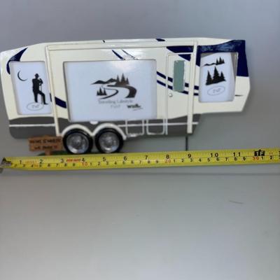 Sale Photo Thumbnail #55: Shaped like a 5th-wheel RV with three photo slots. Reads “Home is Where We Park It.”