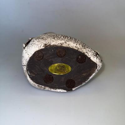 Sale Photo Thumbnail #58: Chunky, quirky frog sculpture with laid-back attitude. Ceramic.