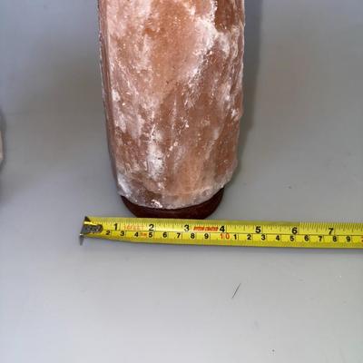 Sale Photo Thumbnail #64: Two natural salt crystal pieces on wood bases. No cords included.
