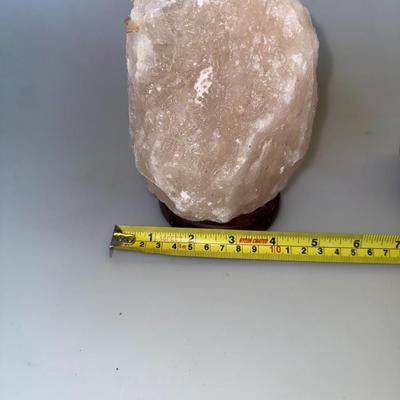 Sale Photo Thumbnail #63: Two natural salt crystal pieces on wood bases. No cords included.