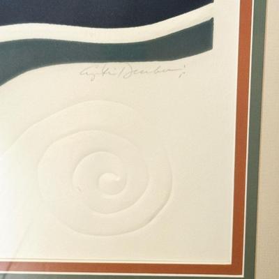 Sale Photo Thumbnail #35: “Surf III” by Cynthia December. Signed and numbered print. 81/150. Dimensions with frame: 30”w x 39”h x 1”d. In very good/excellent condition.