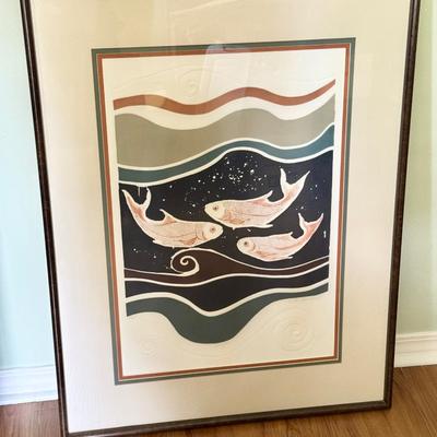 Sale Photo Thumbnail #33: “Surf III” by Cynthia December. Signed and numbered print. 81/150. Dimensions with frame: 30”w x 39”h x 1”d. In very good/excellent condition.