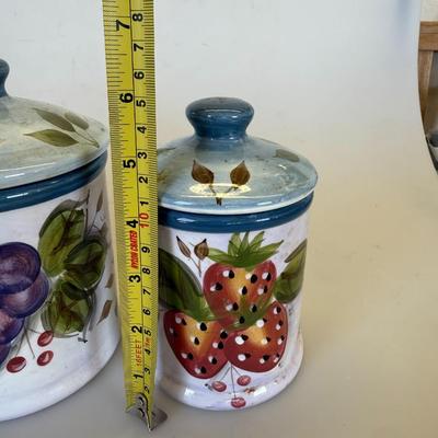 Sale Photo Thumbnail #96: Fruit-themed designs with lids: apple/pear, grapes, strawberries. No chips.